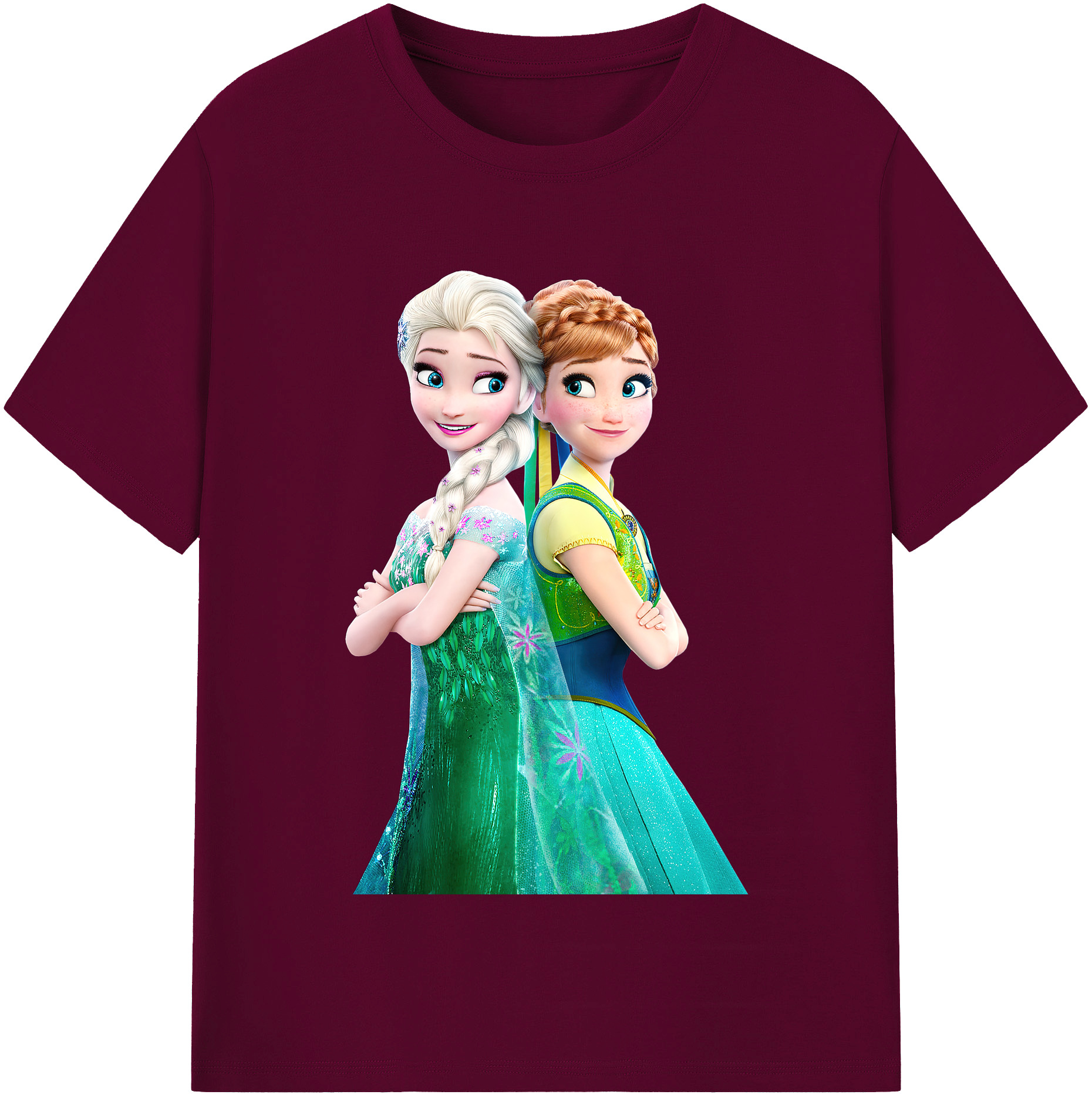 （画像用） アナと雪の女王 アンナ エルサ Frozen Anna Elsa レディースカジュアルプリントTシャツ（綿100％）